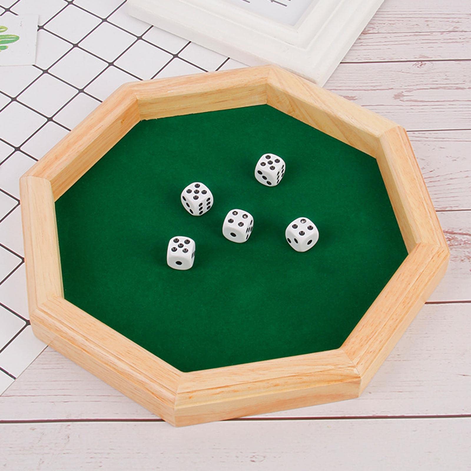 トランプ、ダイス / ゲーム・ルーム・ルール■壁掛け額入りディスプレイ Amazon | Gazechimp 家族向けゲーム用木製八角形ダイス